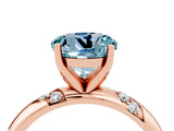 Rose gold Round Cut Solitaire Diamond Engagement Ring with Twisted Pave Band and Four-Prong Setting_4