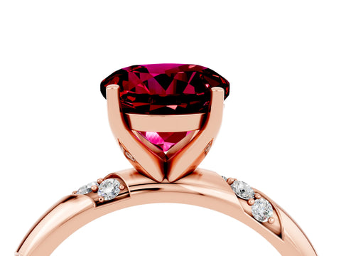 Rose gold Round Cut Solitaire Diamond Engagement Ring with Twisted Pave Band and Four-Prong Setting_4