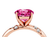 Rose gold Round Cut Solitaire Diamond Engagement Ring with Twisted Pave Band and Four-Prong Setting_4