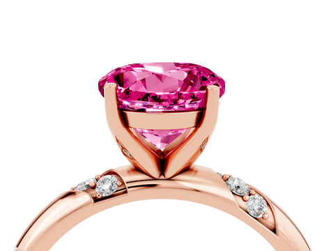 Rose gold Round Cut Solitaire Diamond Engagement Ring with Twisted Pave Band and Four-Prong Setting_4
