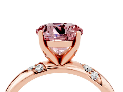 Rose gold Round Cut Solitaire Diamond Engagement Ring with Twisted Pave Band and Four-Prong Setting_4