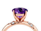 Rose gold Round Cut Solitaire Diamond Engagement Ring with Twisted Pave Band and Four-Prong Setting_4