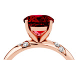 Rose gold Round Cut Solitaire Diamond Engagement Ring with Twisted Pave Band and Four-Prong Setting_4