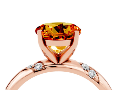 Rose gold Round Cut Solitaire Diamond Engagement Ring with Twisted Pave Band and Four-Prong Setting_4