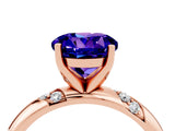 Rose gold Round Cut Solitaire Diamond Engagement Ring with Twisted Pave Band and Four-Prong Setting_4