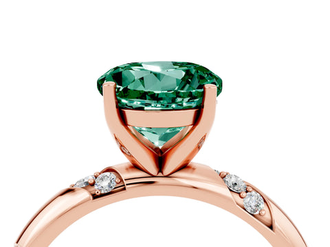 Rose gold Round Cut Solitaire Diamond Engagement Ring with Twisted Pave Band and Four-Prong Setting_4