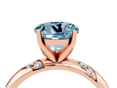 Rose gold Round Cut Solitaire Diamond Engagement Ring with Twisted Pave Band and Four-Prong Setting_4