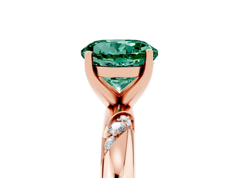 Rose gold Round Cut Solitaire Diamond Engagement Ring with Twisted Pave Band and Four-Prong Setting_5