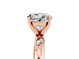 Rose gold Round Cut Solitaire Diamond Engagement Ring with Twisted Pave Band and Four-Prong Setting_5
