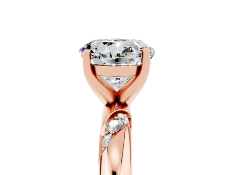 Rose gold Round Cut Solitaire Diamond Engagement Ring with Twisted Pave Band and Four-Prong Setting_5