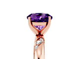 Rose gold Round Cut Solitaire Diamond Engagement Ring with Twisted Pave Band and Four-Prong Setting_5