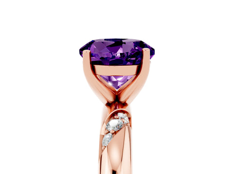 Rose gold Round Cut Solitaire Diamond Engagement Ring with Twisted Pave Band and Four-Prong Setting_5