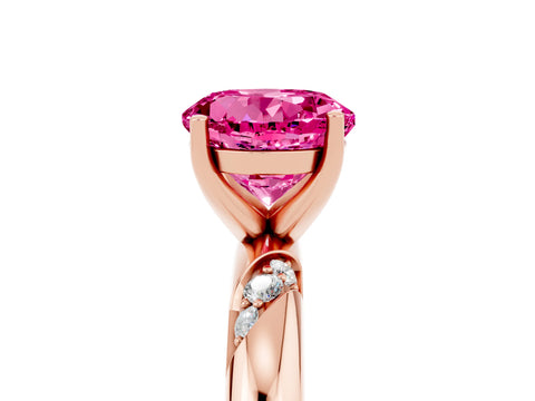 Rose gold Round Cut Solitaire Diamond Engagement Ring with Twisted Pave Band and Four-Prong Setting_5