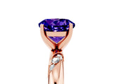Rose gold Round Cut Solitaire Diamond Engagement Ring with Twisted Pave Band and Four-Prong Setting_5