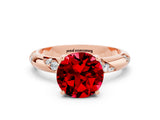 Rose gold Round Cut Solitaire Diamond Engagement Ring with Twisted Pave Band and Four-Prong Setting