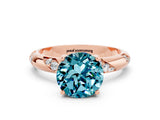 Rose gold Round Cut Solitaire Diamond Engagement Ring with Twisted Pave Band and Four-Prong Setting