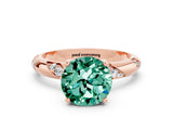 Rose gold Round Cut Solitaire Diamond Engagement Ring with Twisted Pave Band and Four-Prong Setting