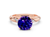 Rose gold Round Cut Solitaire Diamond Engagement Ring with Twisted Pave Band and Four-Prong Setting