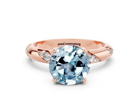 Rose gold Round Cut Solitaire Diamond Engagement Ring with Twisted Pave Band and Four-Prong Setting