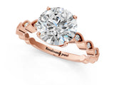 Rose gold Round Cut Solitaire Diamond Ring with Infinity Twist Band and Four-Prong Setting_26