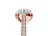 Rose gold Round Cut Solitaire Diamond Ring with Pavé Band and Six-Prong Setting_11
