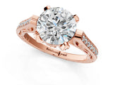 Rose gold Round Cut Solitaire Diamond Ring with Pavé Band and Six-Prong Setting_7