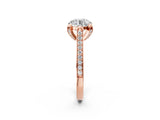 Rose gold Round Cut Solitaire Diamond Ring with Pavé Band and Six-Prong Setting_8