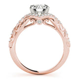 Rose gold Fancy Green Asscher Cut Diamond Solitaire Ring with Hidden Halo and Pavé Band