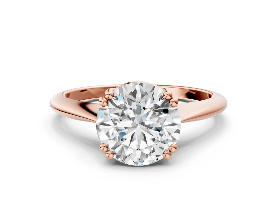 Rose gold Round Cut Solitaire Diamond Ring with Six-Prong Setting and Classic Band_3