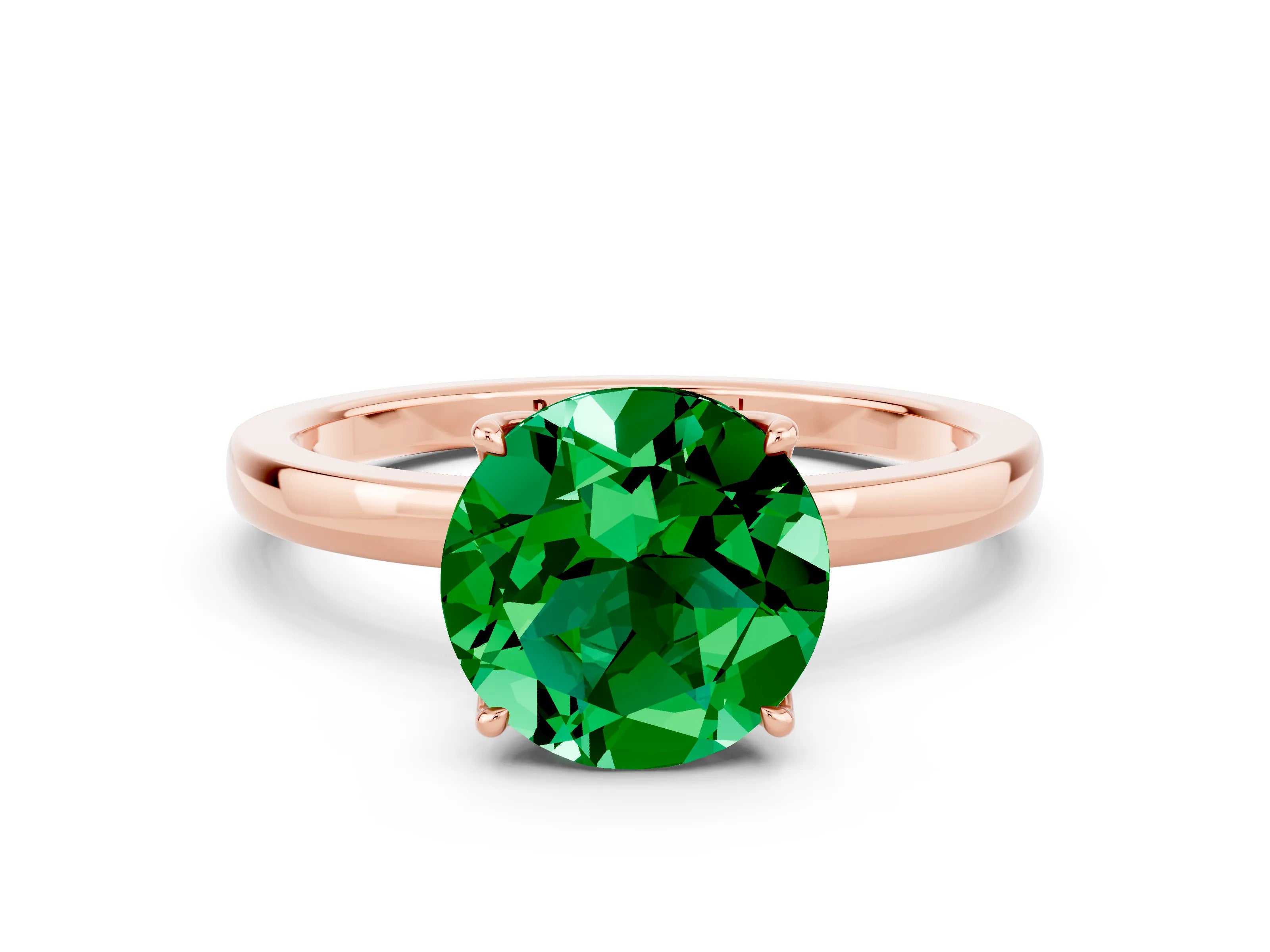 Rose gold Round Cut Solitaire Diamond Ring with Thin Band and Four-Prong Setting