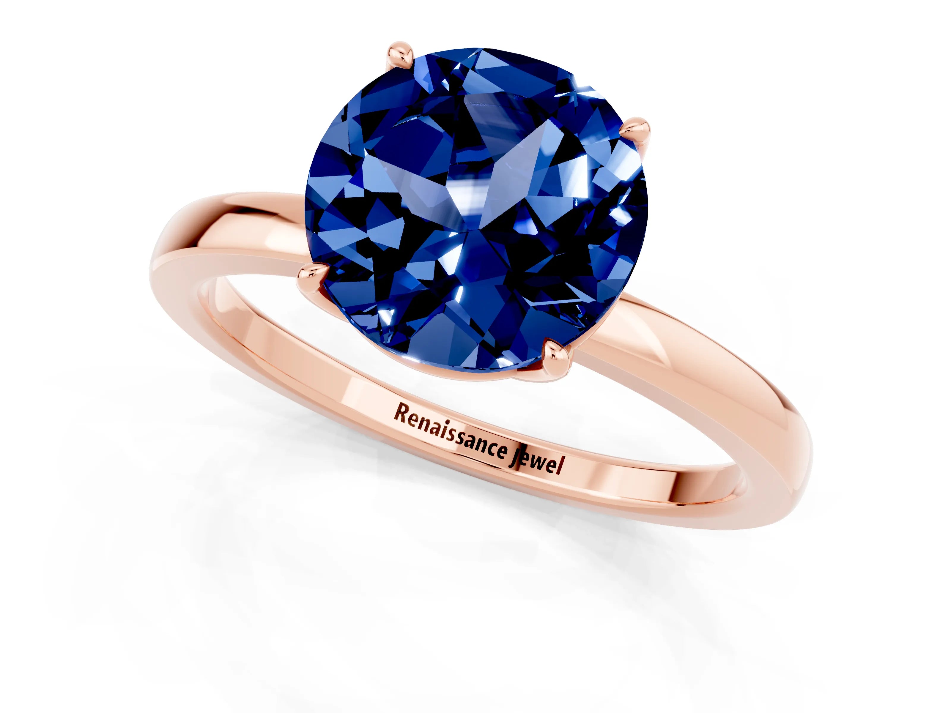 Rose gold Round Cut Solitaire Diamond Ring with Thin Band and Four-Prong Setting_1