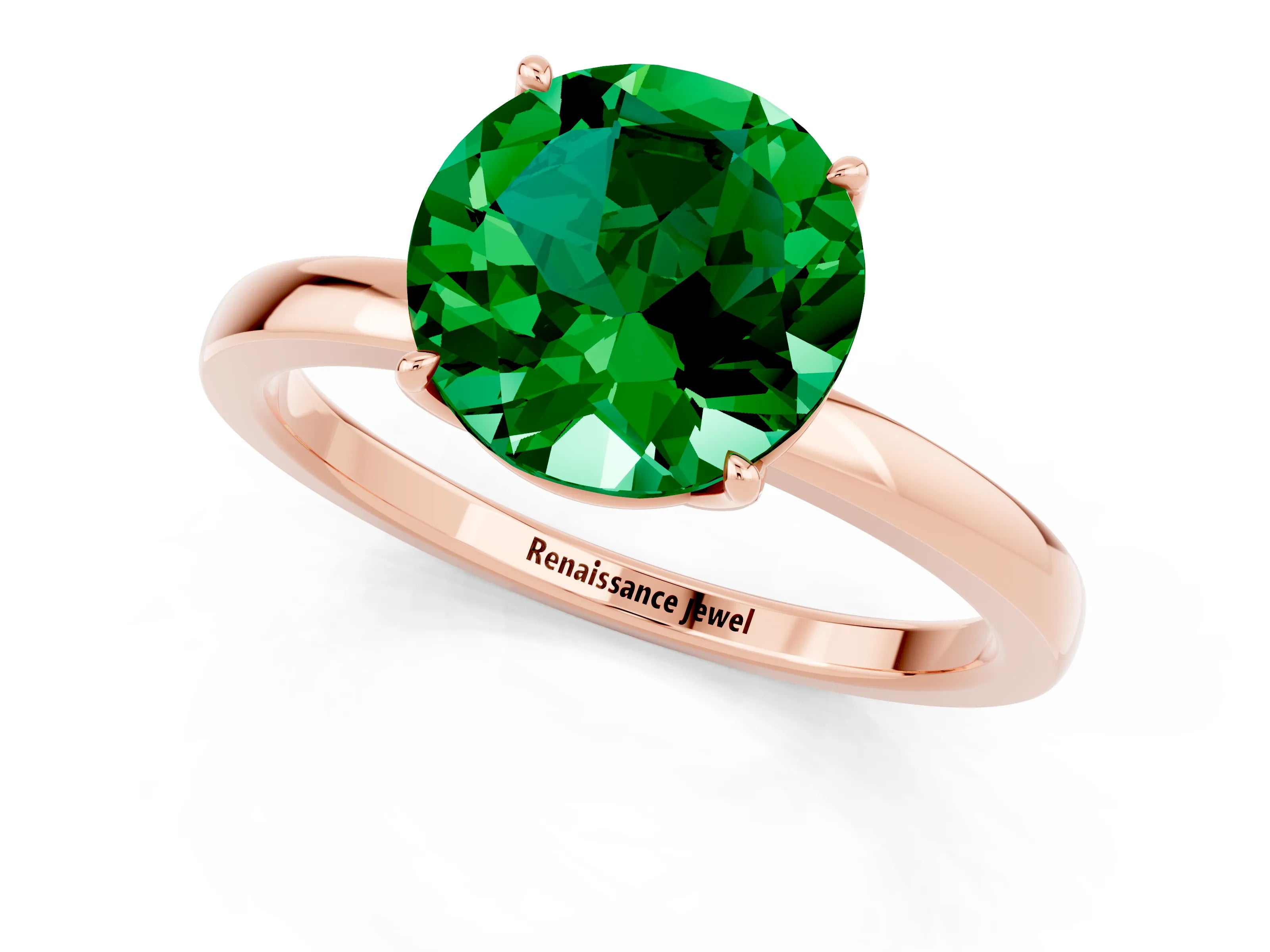 Rose gold Round Cut Solitaire Diamond Ring with Thin Band and Four-Prong Setting_1