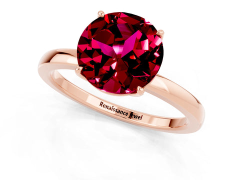 Rose gold Round Cut Solitaire Diamond Ring with Thin Band and Four-Prong Setting_1