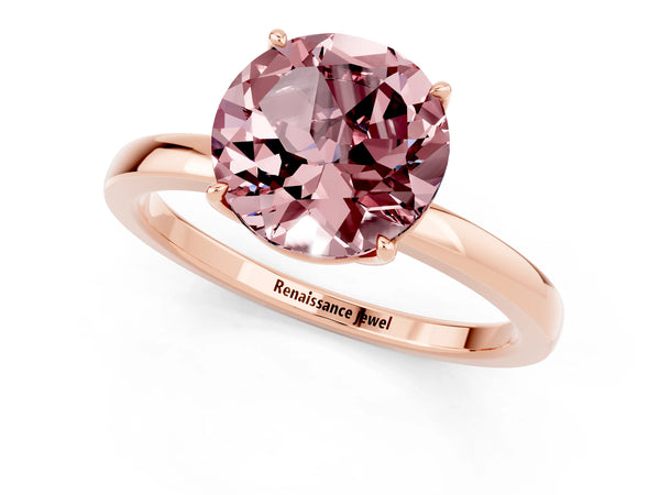 Rose gold Round Cut Solitaire Diamond Ring with Thin Band and Four-Prong Setting