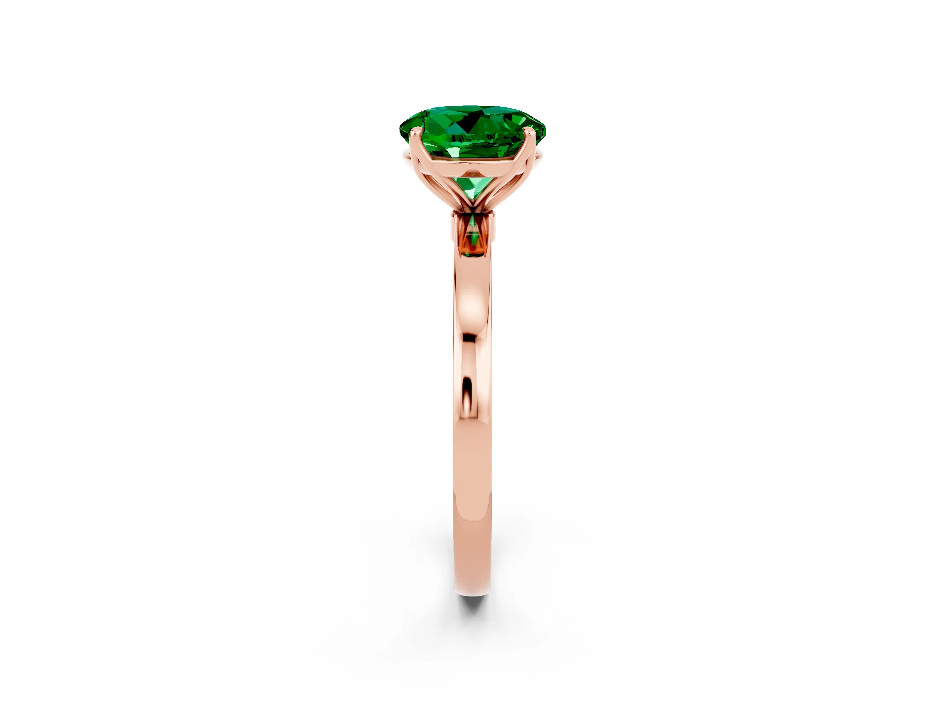 Rose gold Round Cut Solitaire Diamond Ring with Thin Band and Four-Prong Setting_2