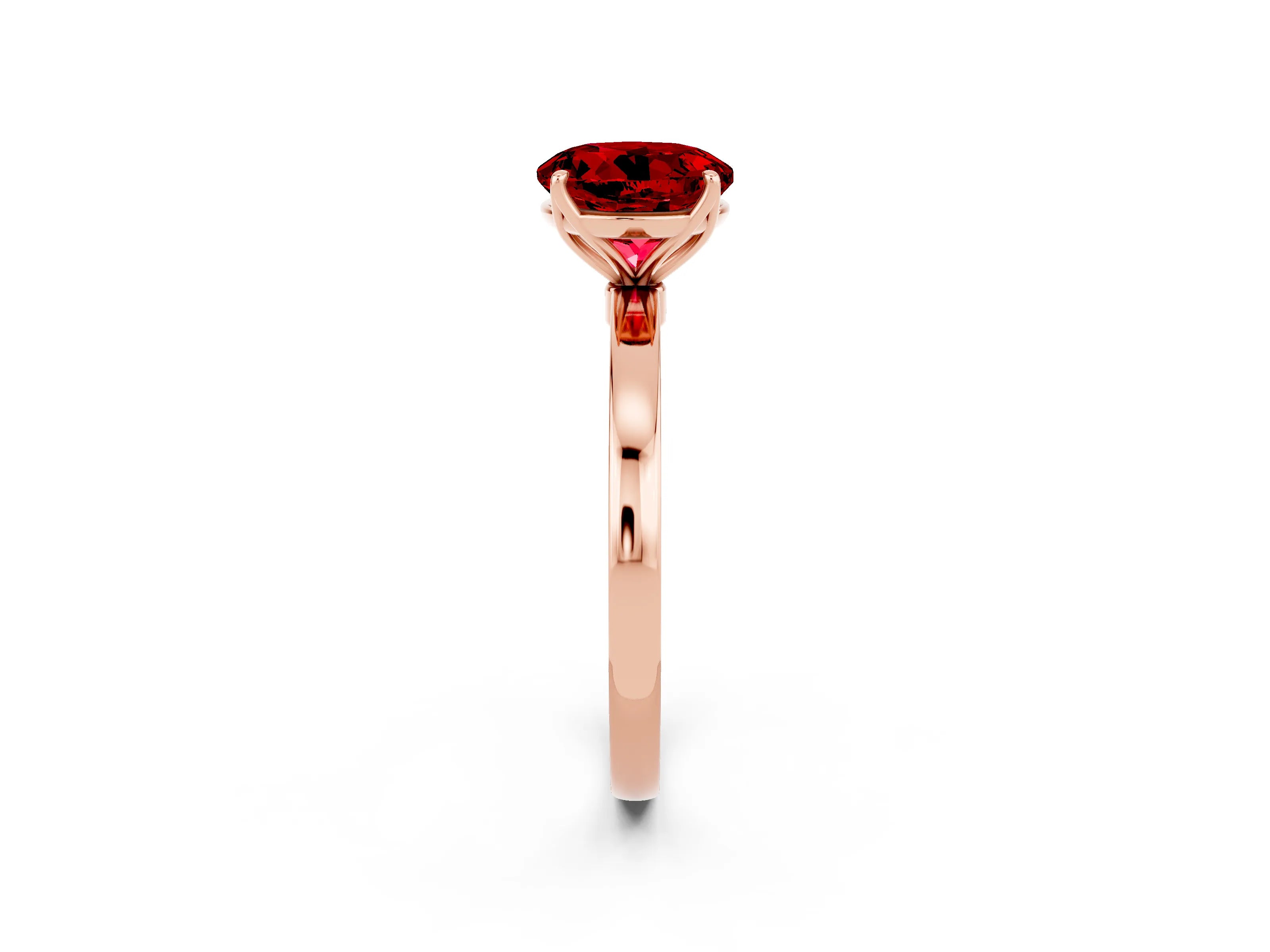 Rose gold Round Cut Solitaire Diamond Ring with Thin Band and Four-Prong Setting_2