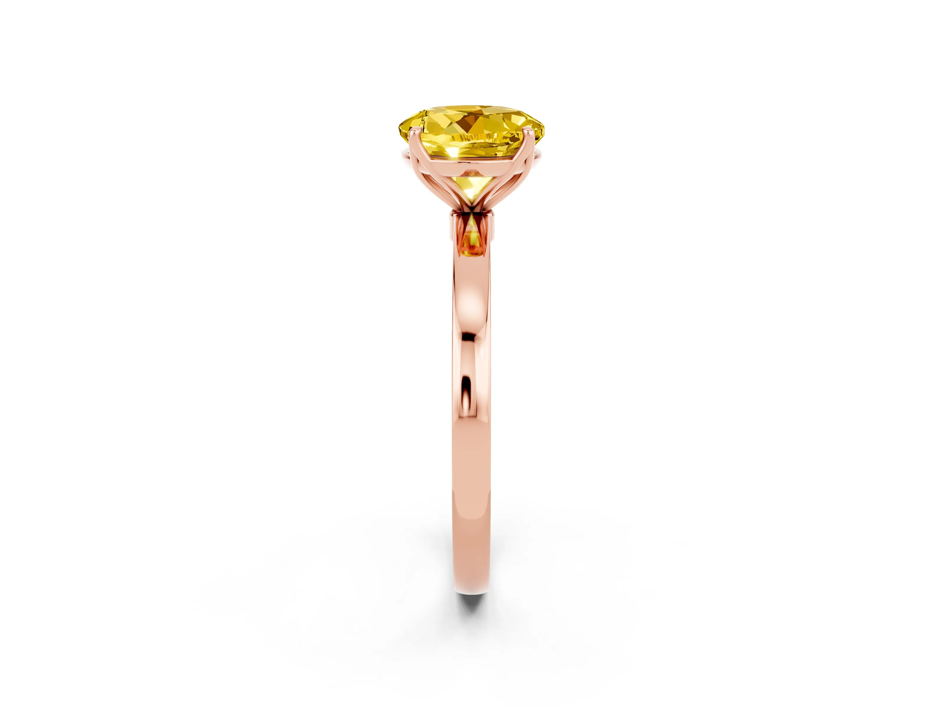Rose gold Round Cut Solitaire Diamond Ring with Thin Band and Four-Prong Setting_2