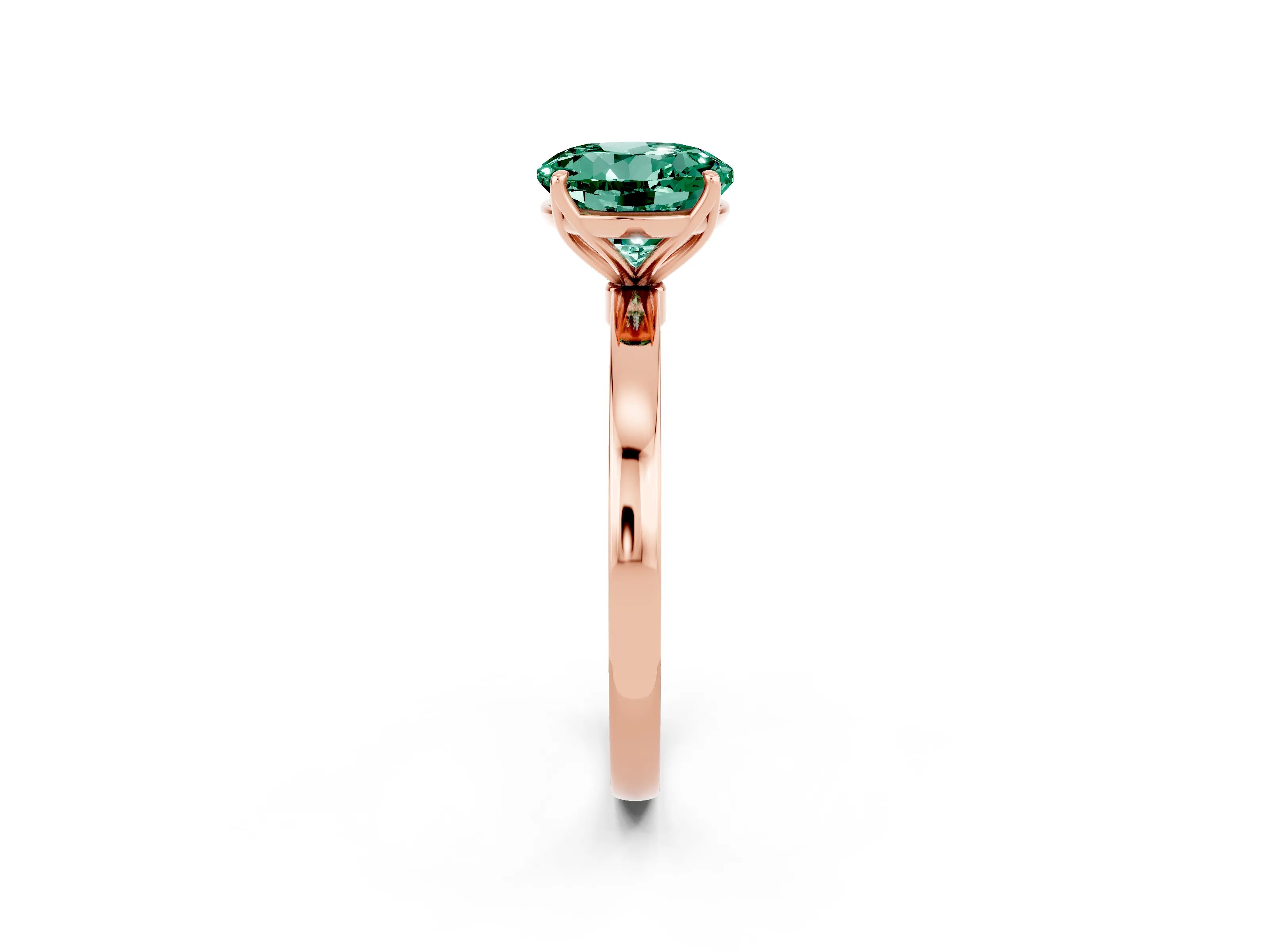 Rose gold Round Cut Solitaire Diamond Ring with Thin Band and Four-Prong Setting_2