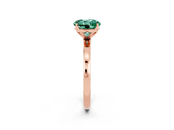 Rose gold Round Cut Green Sapphire Solitaire Ring with Thin Band and Prong Setting
