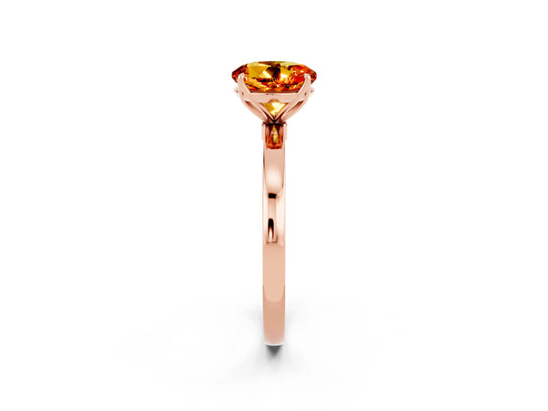Rose gold Round Cut Citrine Solitaire Ring with Thin Band and Prong Setting