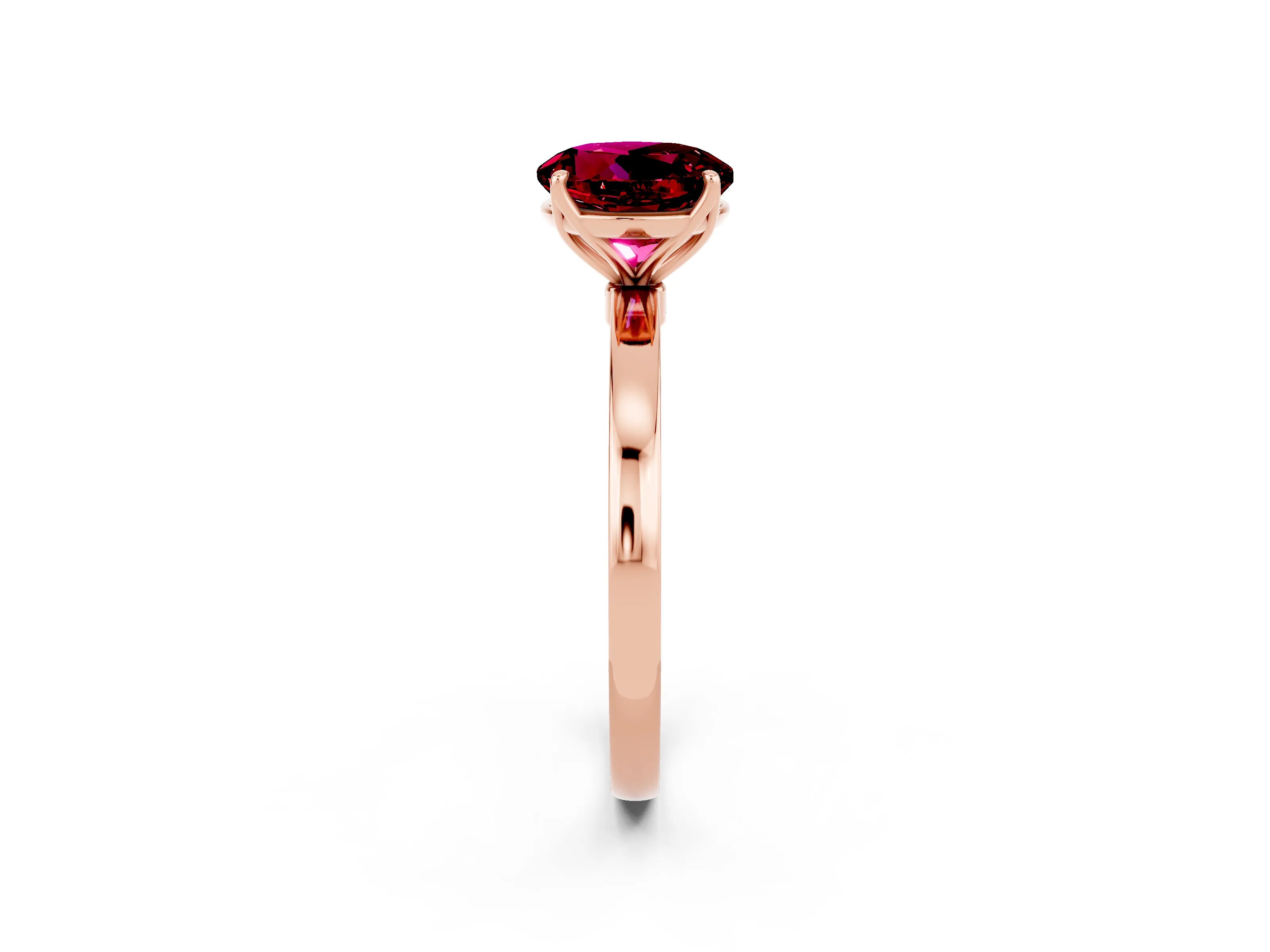 Rose gold Round Cut Solitaire Diamond Ring with Thin Band and Four-Prong Setting_2