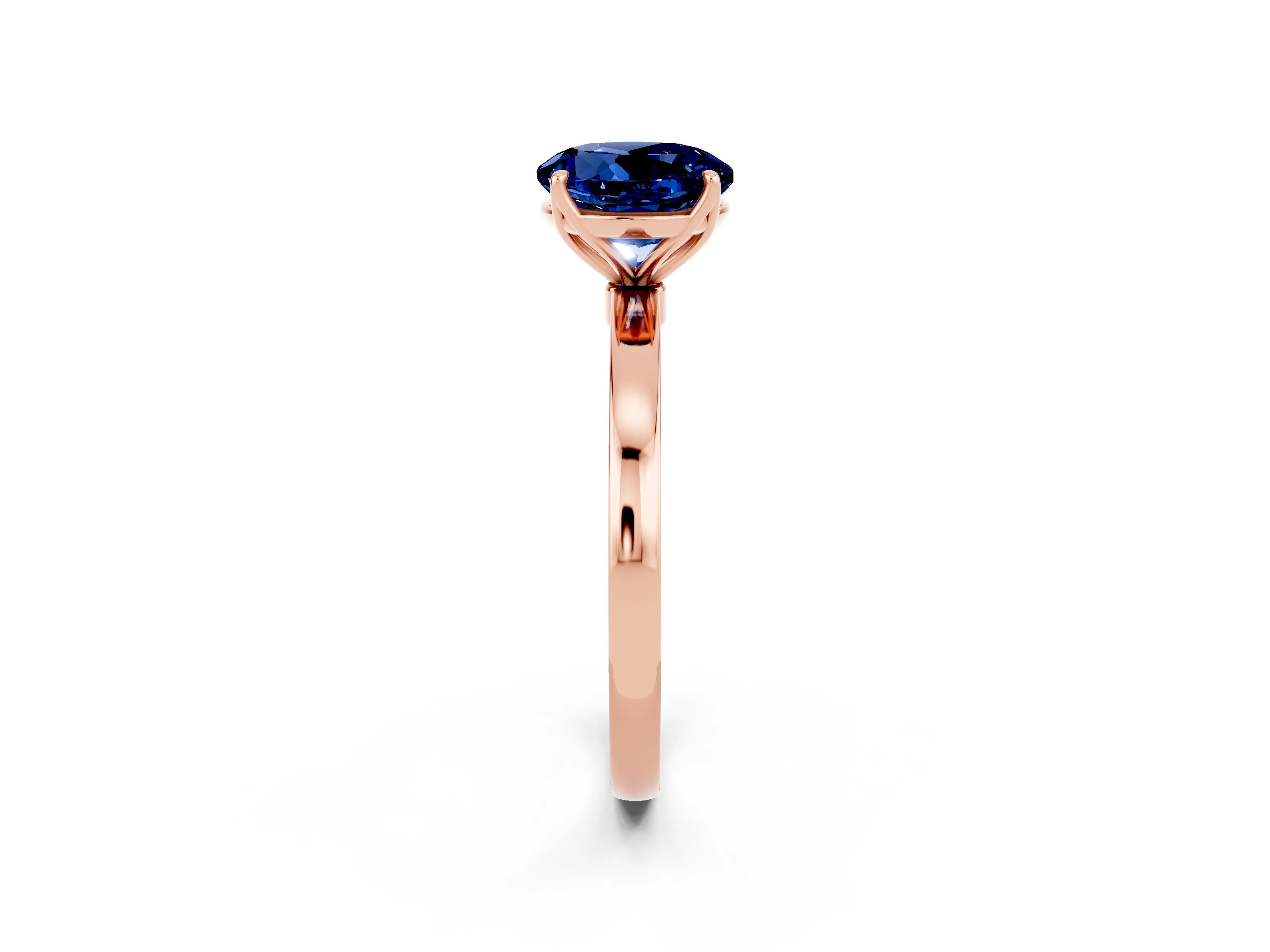 Rose gold Round Cut Solitaire Diamond Ring with Thin Band and Four-Prong Setting_2