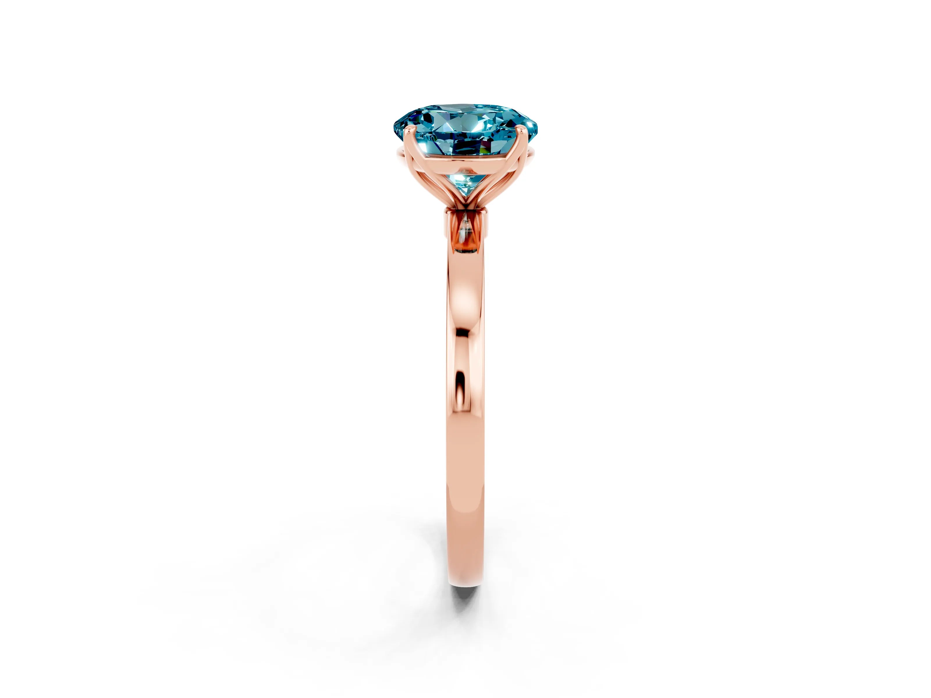 Rose gold Round Cut Solitaire Diamond Ring with Thin Band and Four-Prong Setting_2