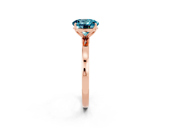 Rose gold Round Cut Solitaire Diamond Ring with Thin Band and Four-Prong Setting