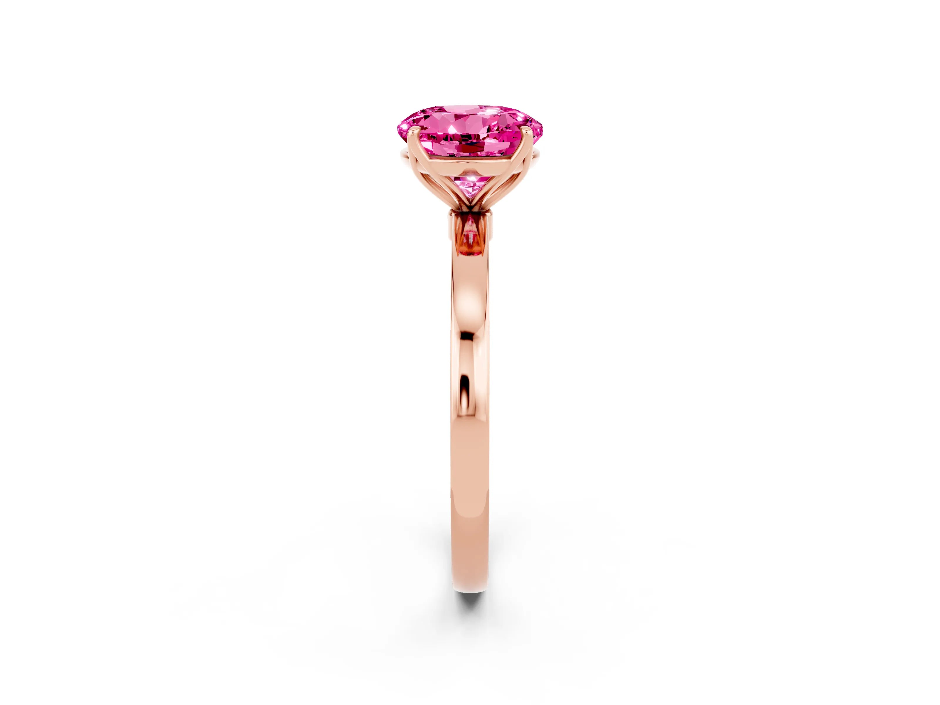 Rose gold Round Cut Solitaire Diamond Ring with Thin Band and Four-Prong Setting_2