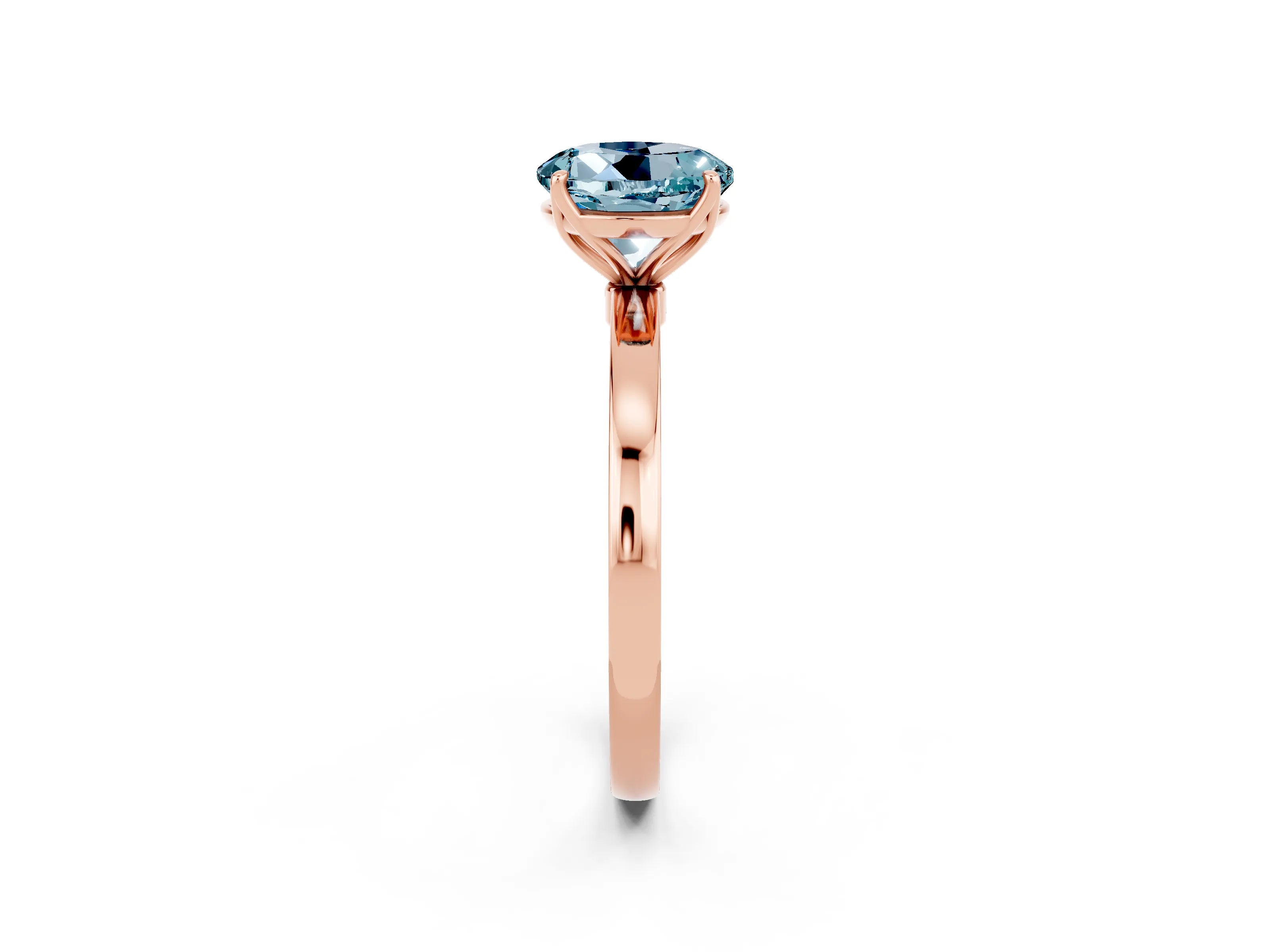 Rose gold Round Cut Solitaire Diamond Ring with Thin Band and Four-Prong Setting_2