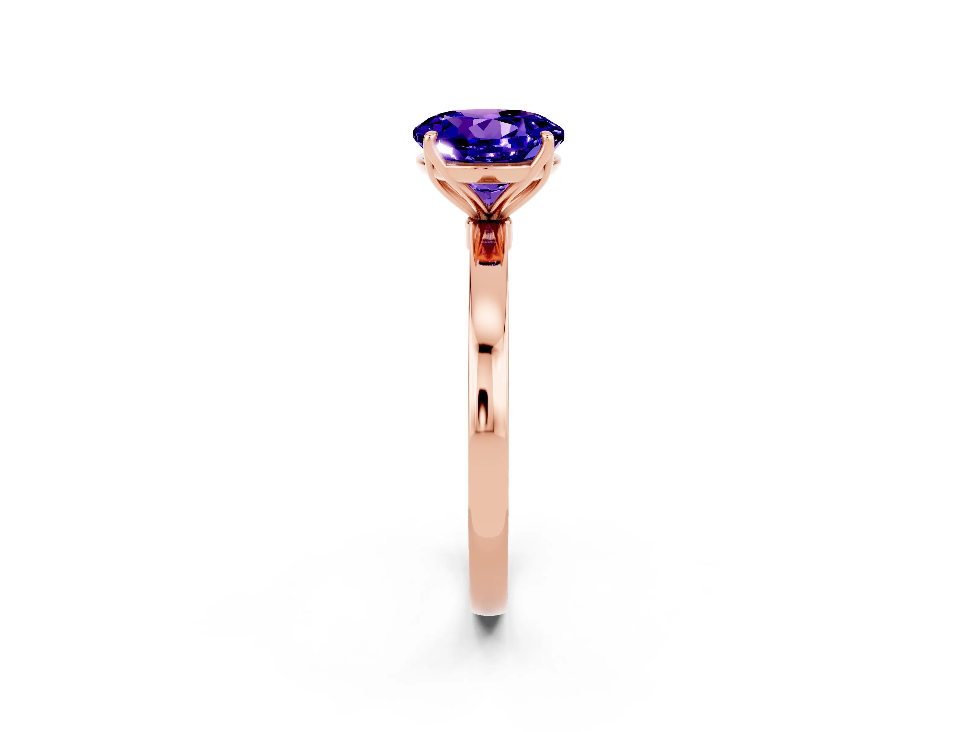Rose gold Round Cut Solitaire Diamond Ring with Thin Band and Four-Prong Setting_2