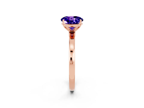 Rose gold Round Cut Solitaire Diamond Ring with Thin Band and Four-Prong Setting_2