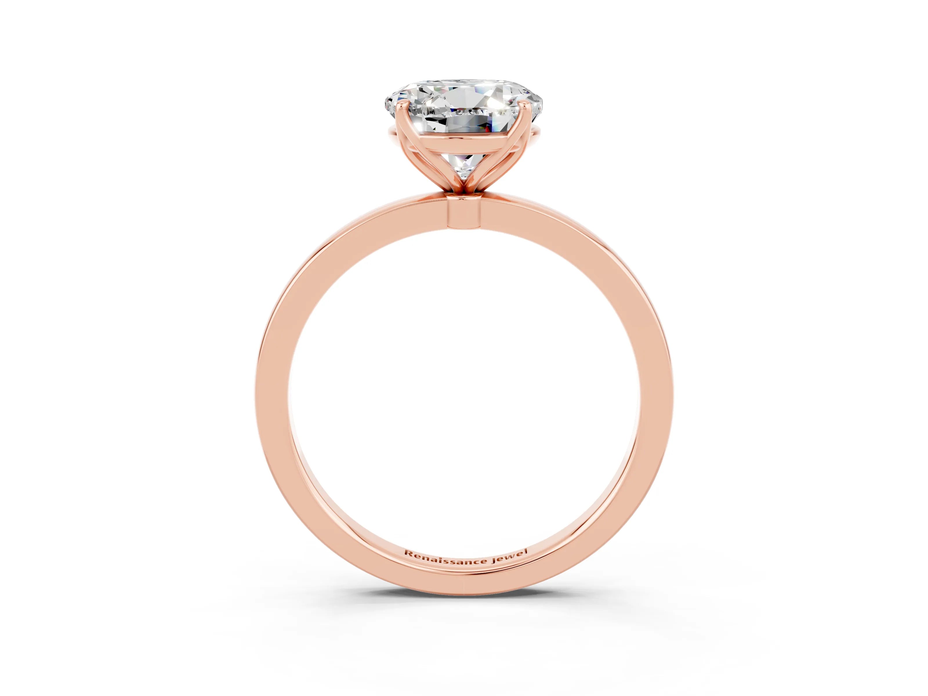 Rose gold Round Cut Solitaire Diamond Ring with Thin Band and Four-Prong Setting_3