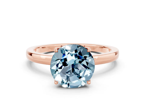 Rose gold Round Cut Solitaire Diamond Ring with Thin Band and Four-Prong Setting